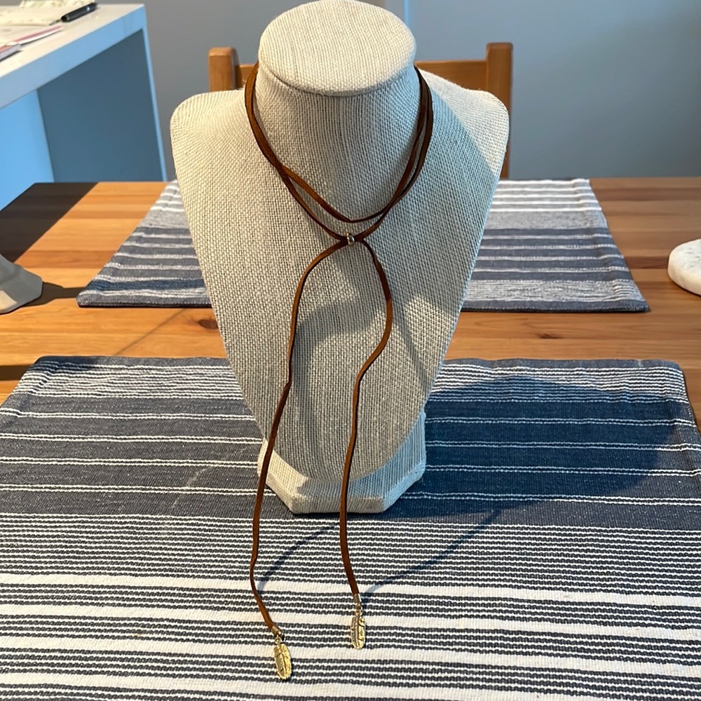 Brown Suede Feather Choker